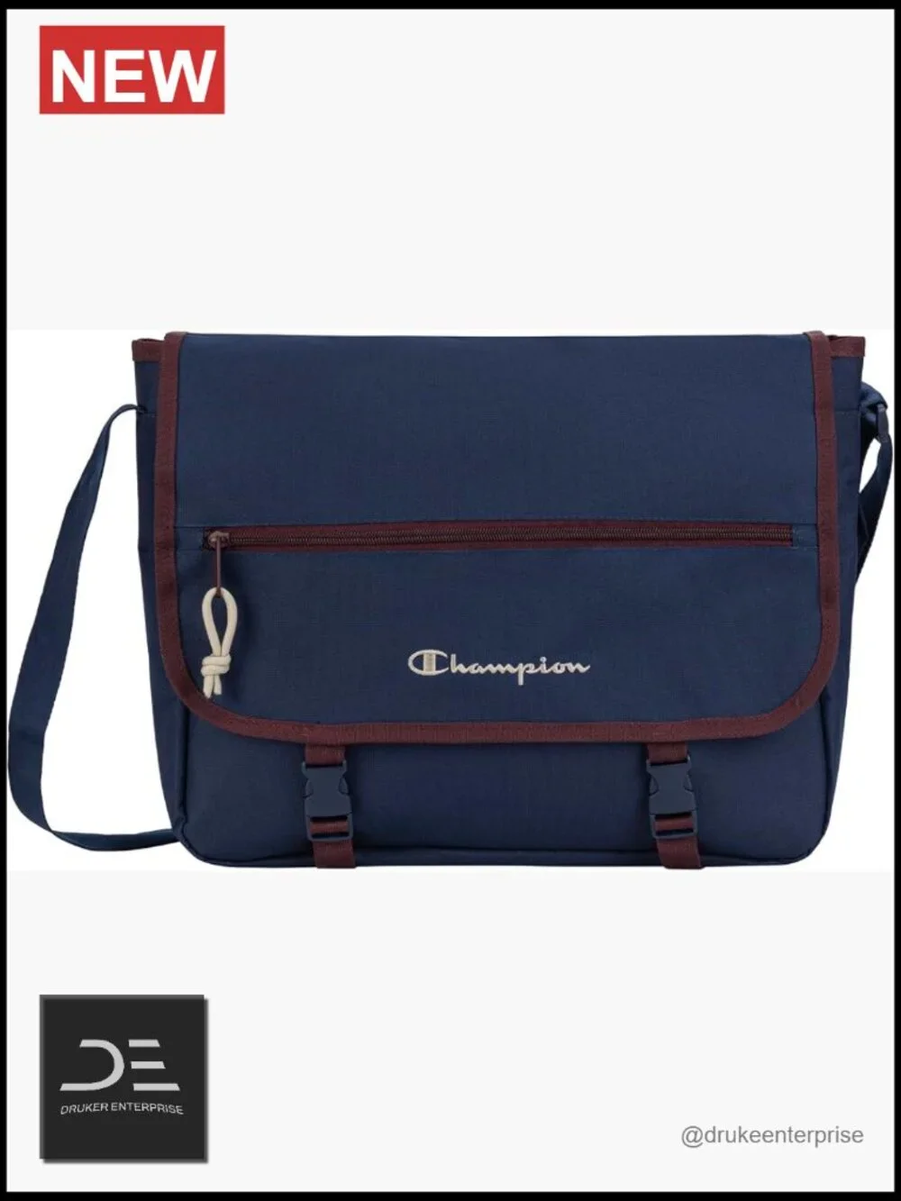 Messenger Bag With Padded Laptop Sleeve, Adjustable Strap, Polyester
